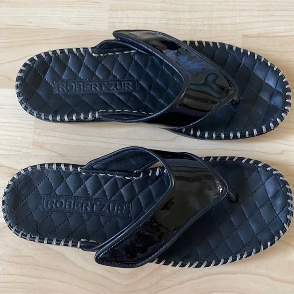 Robert Zur luxurious leather quilted sandals, size 6
